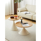 Modern Simple Coffee Table Round Coffee Table with Double Cone Table Frame Car Steel Coffee Table Base, for Living Room