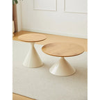 Modern Simple Coffee Table Round Coffee Table with Double Cone Table Frame Car Steel Coffee Table Base, for Living Room