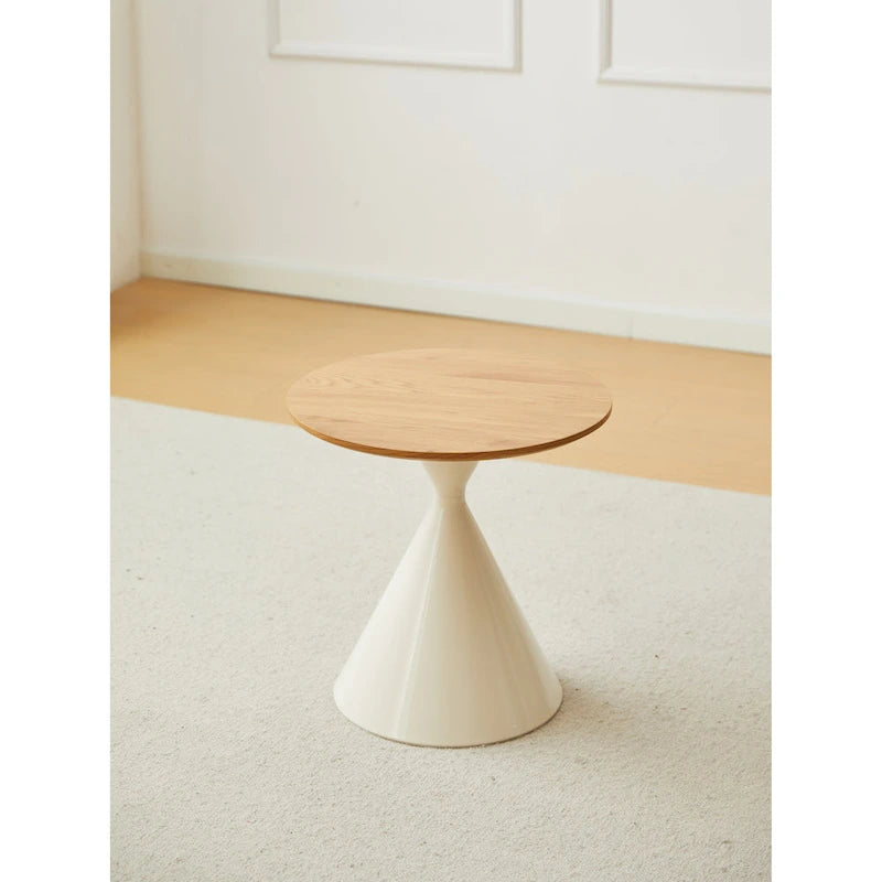 Modern Simple Coffee Table Round Coffee Table with Double Cone Table Frame Car Steel Coffee Table Base, for Living Room