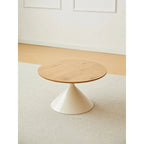 Modern Simple Coffee Table Round Coffee Table with Double Cone Table Frame Car Steel Coffee Table Base, for Living Room