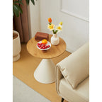 Modern Simple Coffee Table Round Coffee Table with Double Cone Table Frame Car Steel Coffee Table Base, for Living Room