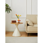 Modern Simple Coffee Table Round Coffee Table with Double Cone Table Frame Car Steel Coffee Table Base, for Living Room