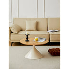 Modern Simple Coffee Table Round Coffee Table with Double Cone Table Frame Car Steel Coffee Table Base, for Living Room
