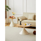 Modern Simple Coffee Table Round Coffee Table with Double Cone Table Frame Car Steel Coffee Table Base, for Living Room