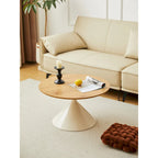 Modern Simple Coffee Table Round Coffee Table with Double Cone Table Frame Car Steel Coffee Table Base, for Living Room