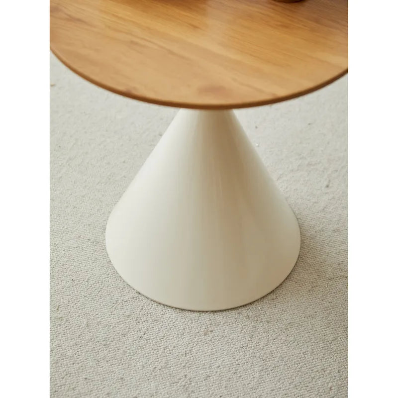 Modern Simple Coffee Table Round Coffee Table with Double Cone Table Frame Car Steel Coffee Table Base, for Living Room