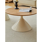 Modern Simple Coffee Table Round Coffee Table with Double Cone Table Frame Car Steel Coffee Table Base, for Living Room