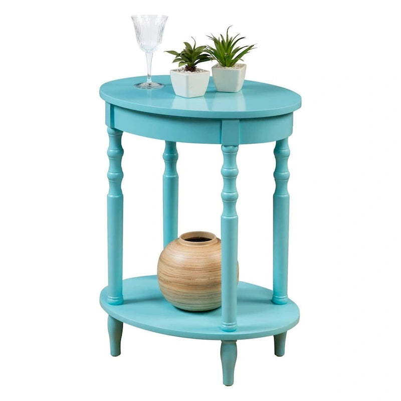 Oval End Table with Shelf