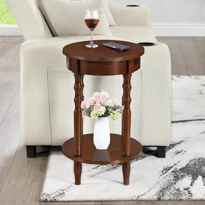 Oval End Table with Shelf
