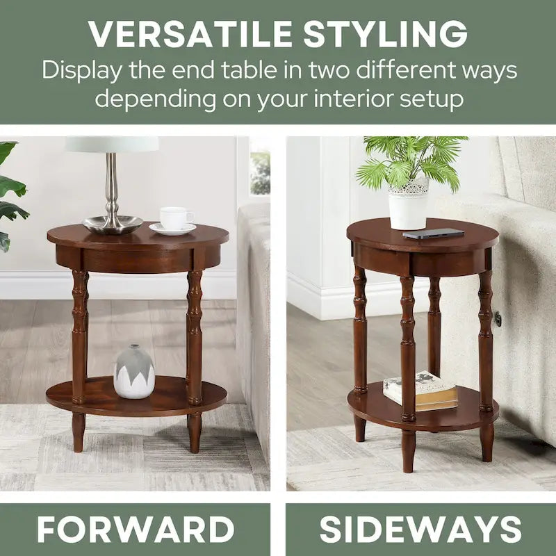 Oval End Table with Shelf