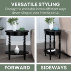Oval End Table with Shelf