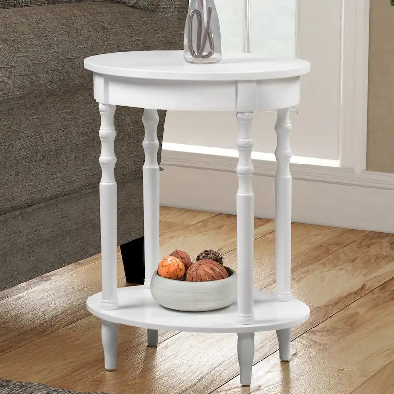 Oval End Table with Shelf