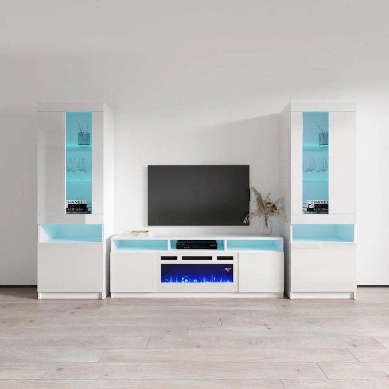 Modern Electric Fireplace Wall Unit Entertainment Center