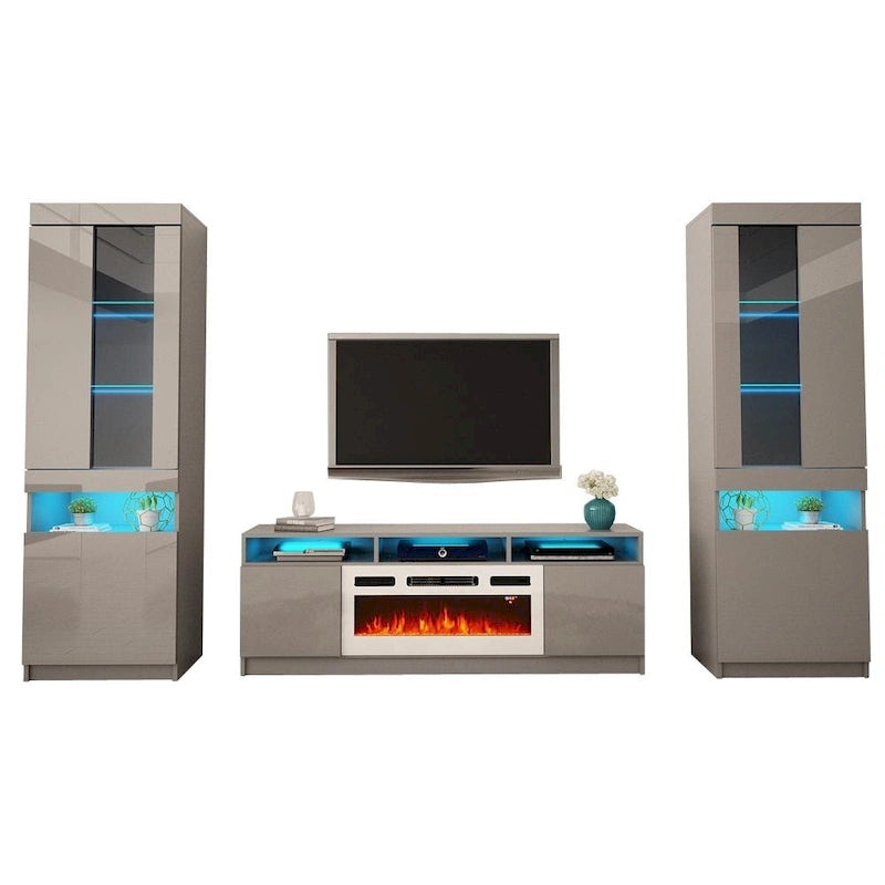 Modern Electric Fireplace Wall Unit Entertainment Center