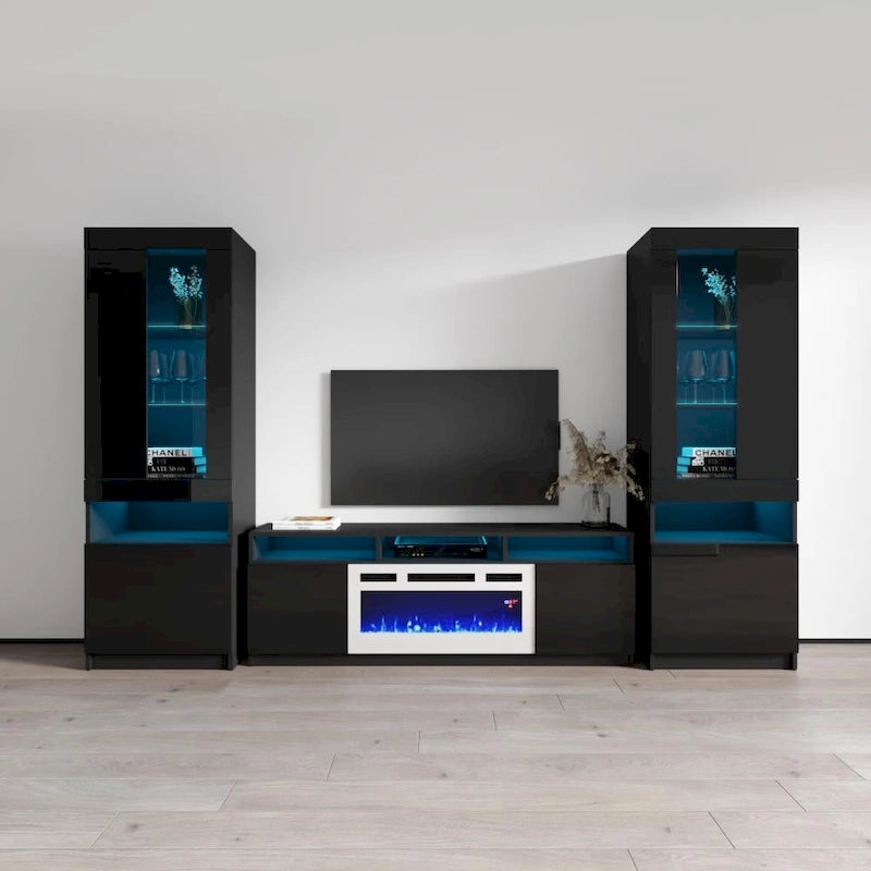 Modern Electric Fireplace Wall Unit Entertainment Center