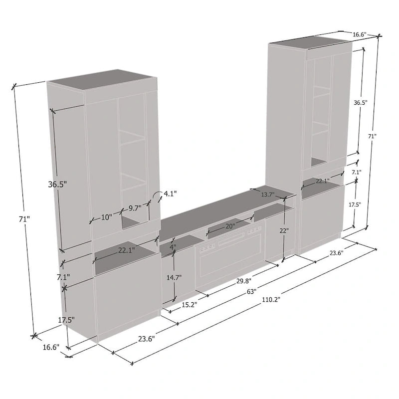 Modern Electric Fireplace Wall Unit Entertainment Center