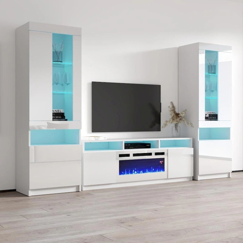 Modern Electric Fireplace Wall Unit Entertainment Center
