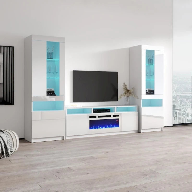 Modern Electric Fireplace Wall Unit Entertainment Center