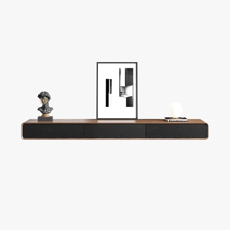 Modern Floating Wall-Mounted TV Stand, 3/4 Drawers, Solid Wood
