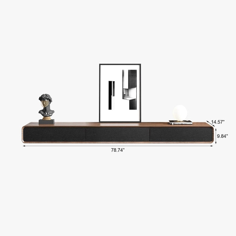 Modern Floating Wall-Mounted TV Stand, 3/4 Drawers, Solid Wood