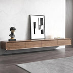 Modern Floating Wall-Mounted TV Stand, 3/4 Drawers, Solid Wood