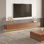 Modern Floating Wall-Mounted TV Stand, 3/4 Drawers, Solid Wood