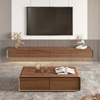 Modern Floating Wall-Mounted TV Stand, 3/4 Drawers, Solid Wood