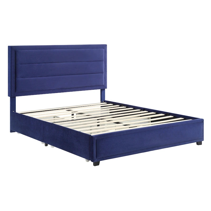 Modern 4-Drawer Fabric Platform Bed