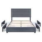 Modern 4-Drawer Fabric Platform Bed