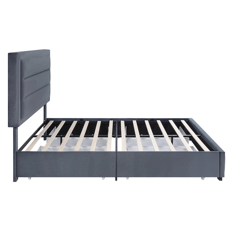 Modern 4-Drawer Fabric Platform Bed