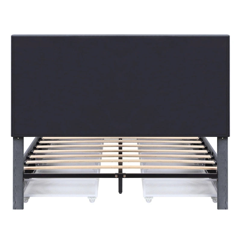 Modern 4-Drawer Fabric Platform Bed