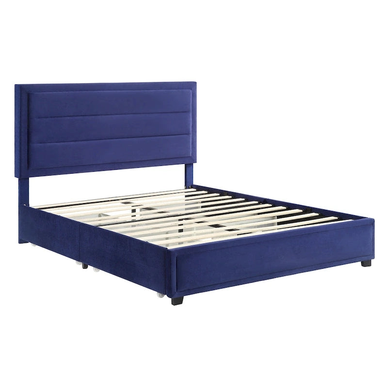 Modern 4-Drawer Fabric Platform Bed