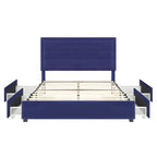 Modern 4-Drawer Fabric Platform Bed