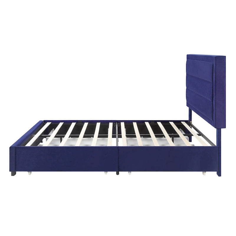 Modern 4-Drawer Fabric Platform Bed