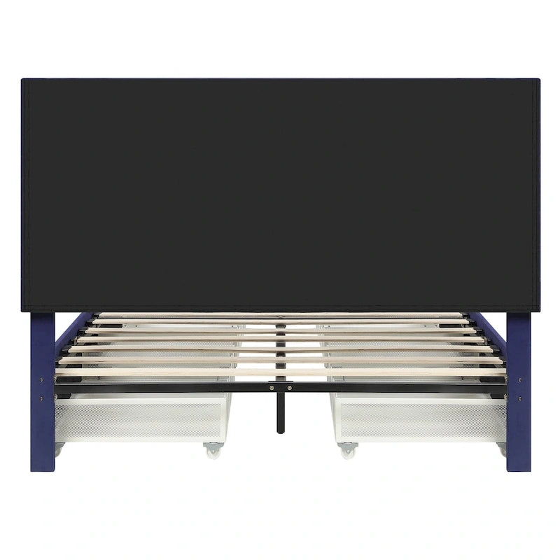 Modern 4-Drawer Fabric Platform Bed
