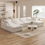 Large Modular Sectional Sofa Down Filled U-Shaped 4 Seater with 2 Ottoman