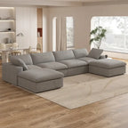 Large Modular Sectional Sofa Down Filled U-Shaped 4 Seater with 2 Ottoman