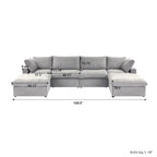 Large Modular Sectional Sofa Down Filled U-Shaped 4 Seater with 2 Ottoman