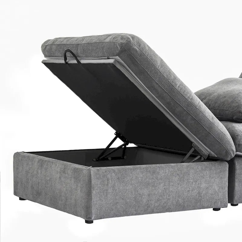 Large Modular Sectional Sofa Down Filled U-Shaped 4 Seater with 2 Ottoman