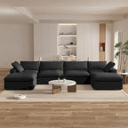 Large Modular Sectional Sofa Down Filled U-Shaped 4 Seater with 2 Ottoman