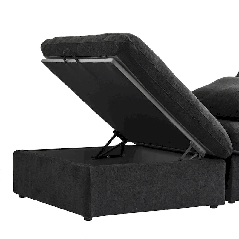 Large Modular Sectional Sofa Down Filled U-Shaped 4 Seater with 2 Ottoman