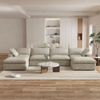 Large Modular Sectional Sofa Down Filled U-Shaped 4 Seater with 2 Ottoman