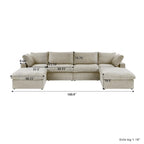 Large Modular Sectional Sofa Down Filled U-Shaped 4 Seater with 2 Ottoman