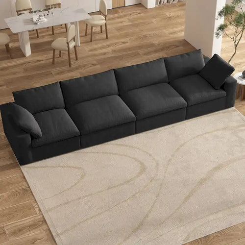 160 Modern Linen Upholstery 4 Piece Sectional Sofa Minimalism Commix Down Filled Modular Couches