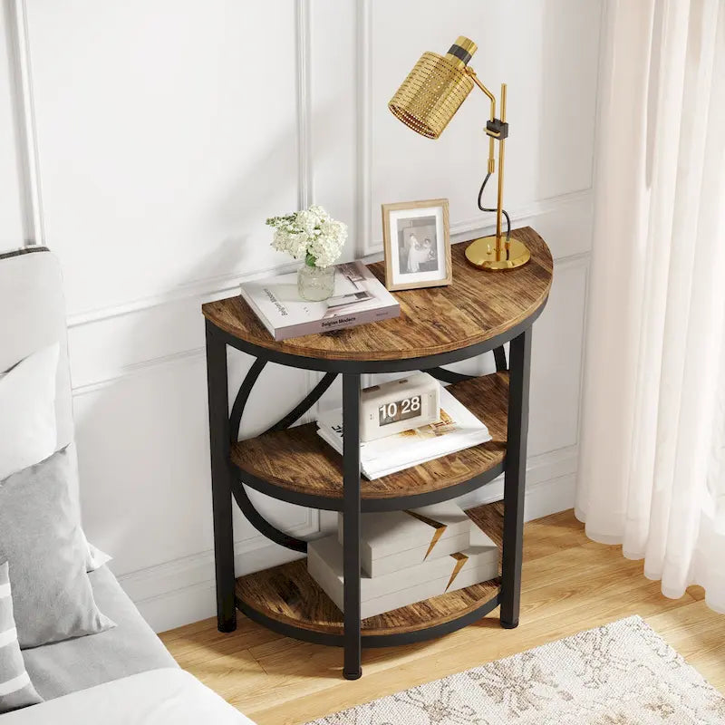 Half Round End Table, 3-Tier Narrow Side Table – U Mattress & Furniture