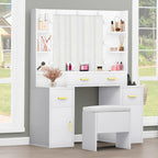 Vanity with Built-In Outlets and Lighted Mirror, 55.1"H x 43.3"L x 15.74"W