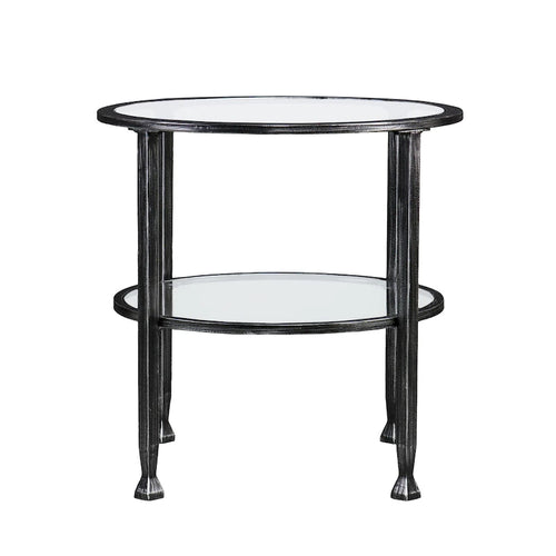 HomeRoots 24 Black Glass And Iron Round End Table - 24x24x24
