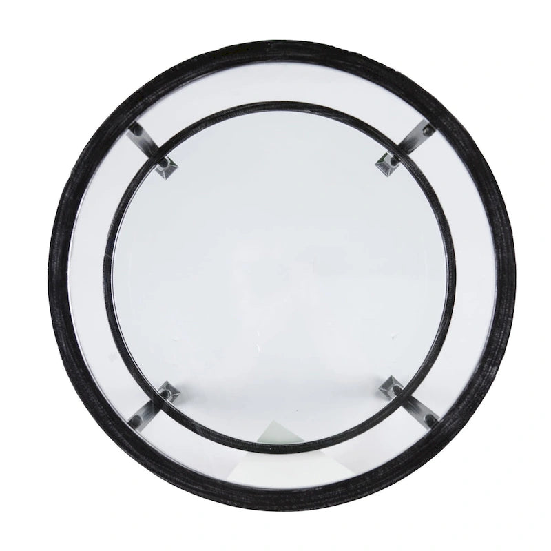24" Black Glass and Iron Round End Table - 24x24x24