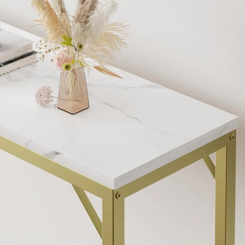 Console Table, 2-Tier Entryway Table with Storage, Narrow Sofa Table with V Design