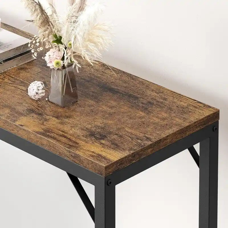 Console Table, 2-Tier Entryway Table with Storage, Narrow Sofa Table with V Design